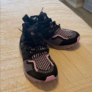 Adidas Black and Pink Knit Sneakers